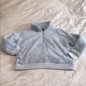 Joe Fresh Light Blue Oversized Teddy Quarter Zip Sweater Size Medium